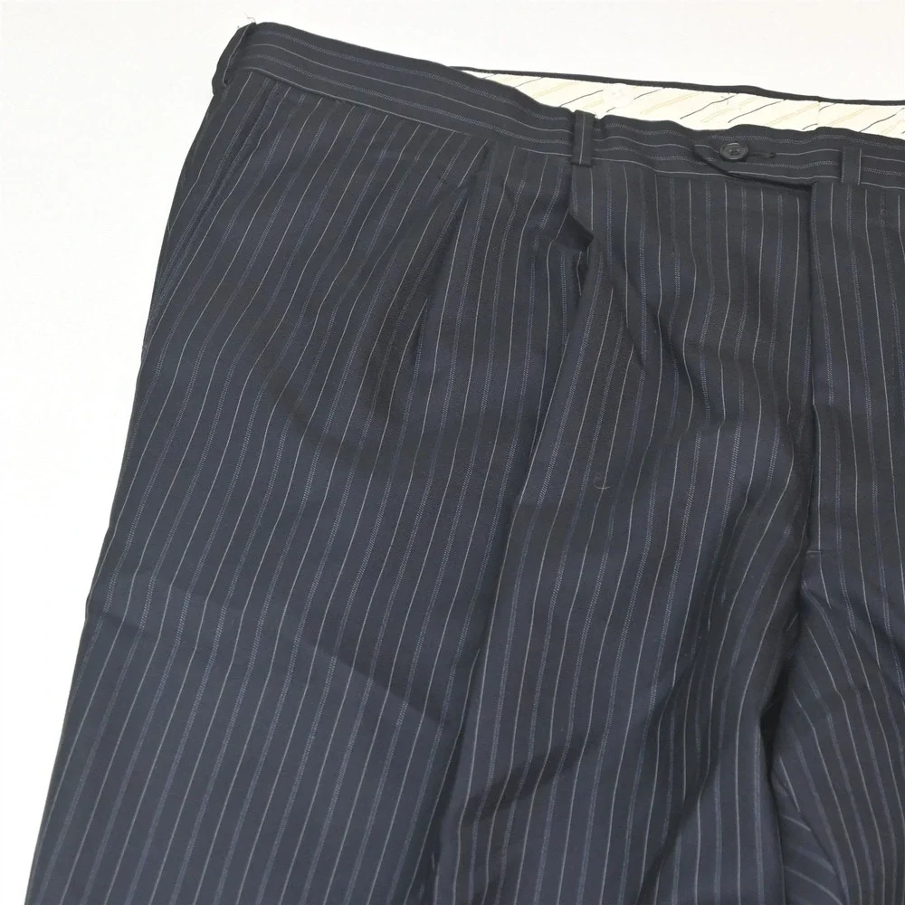 Coppley 52L 48x34 Navy Blue Wool Cashmere Striped Mens Jacket Pants Suit